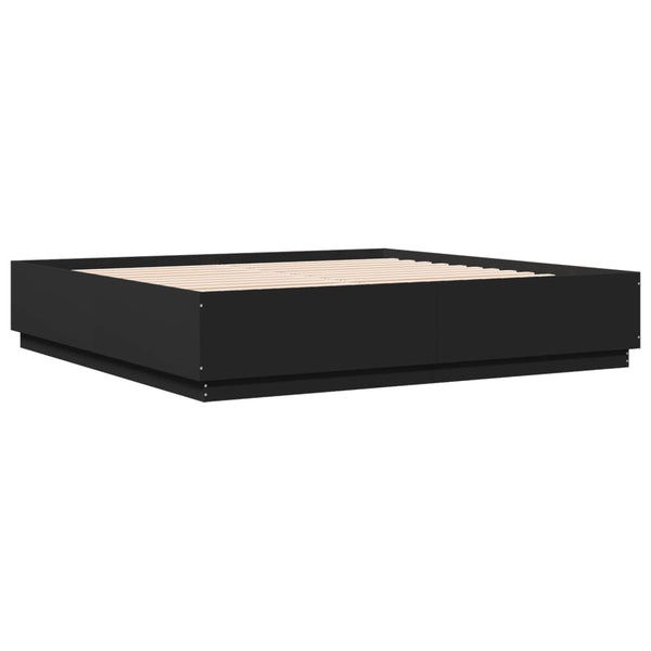 Schwarzes Bettgestell mit LED-Beleuchtung Tonio 180x200cm (Holz)
