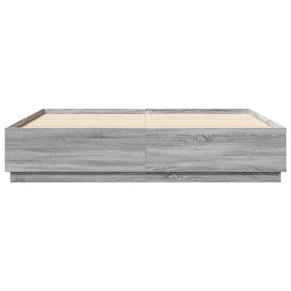 Graues Bettgestell mit LED-Beleuchtung Tonio 180x200cm (Holz)