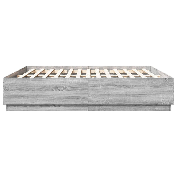 Graues Bettgestell mit LED-Beleuchtung Tonio 180x200cm (Holz)