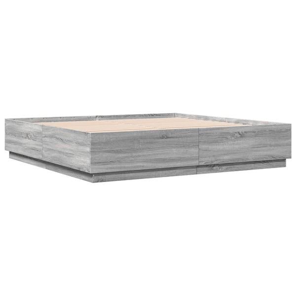 Graues Bettgestell mit LED-Beleuchtung Tonio 180x200cm (Holz)