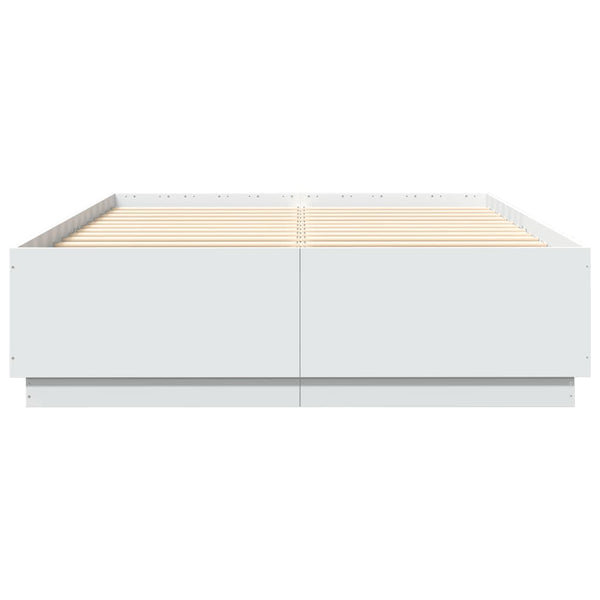 Weißes Bettgestell mit LED-Beleuchtung Tonio 150x200cm (Holz)