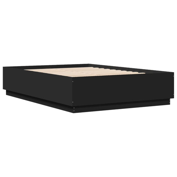 Schwarzes Bettgestell mit LED-Beleuchtung Tonio 150x200cm (Holz)