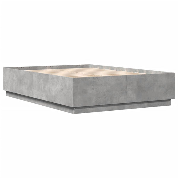 Bettgestell Tonio 150x200cm Betongrau mit LED-Beleuchtung (Holz)