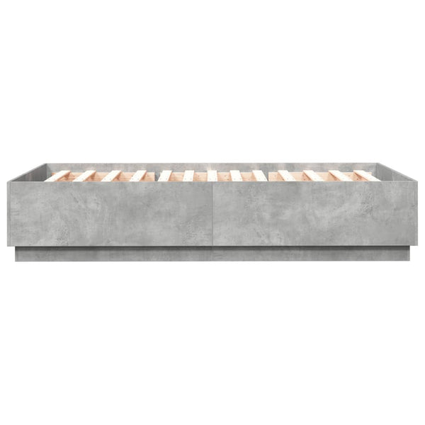Bettgestell Tonio 150x200cm Betongrau mit LED-Beleuchtung (Holz)