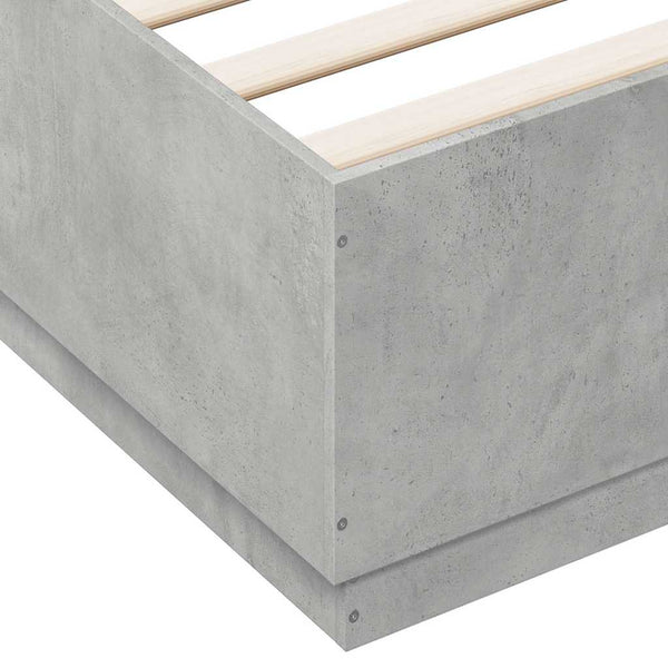 Bettgestell Tonio 150x200cm Betongrau mit LED-Beleuchtung (Holz)