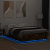 Bettgestell Rauch-Eiche Tonio mit LED-Beleuchtung 150x200cm (Holz)