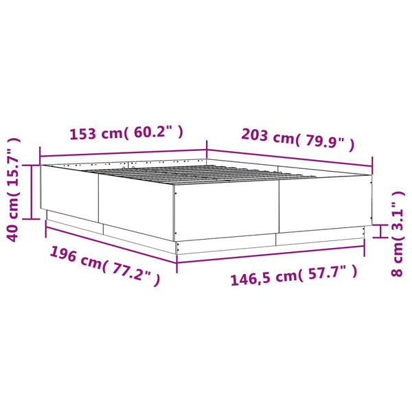 Graues Bettgestell Tonio 150x200cm mit LED-Beleuchtung (Holz)
