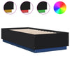 Schwarzes Bettgestell Tonio 100x200cm mit LED-Beleuchtung (Holz)