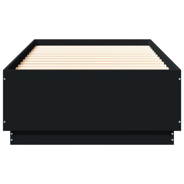 Schwarzes Bettgestell Tonio 100x200cm mit LED-Beleuchtung (Holz)