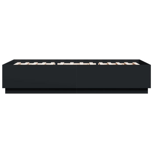 Schwarzes Bettgestell Tonio 100x200cm mit LED-Beleuchtung (Holz)