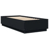 Schwarzes Bettgestell Tonio 100x200cm mit LED-Beleuchtung (Holz)