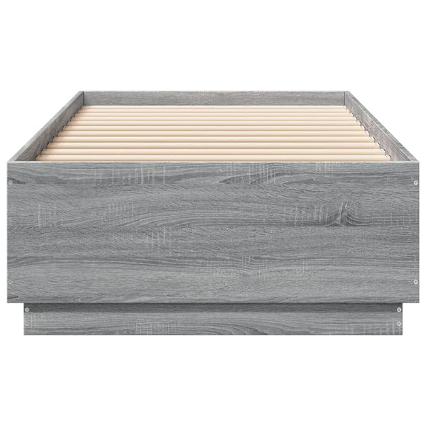 Graues Bettgestell Tonio 100x200cm (mit LED-Beleuchtung, Sonoma, Holz)