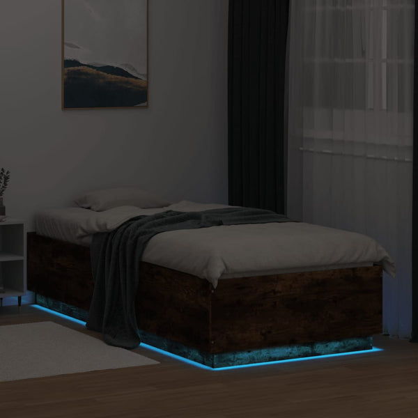 Bettgestell Tonio Wildeiche 90x200cm (mit LED-Beleuchtung, Holz)