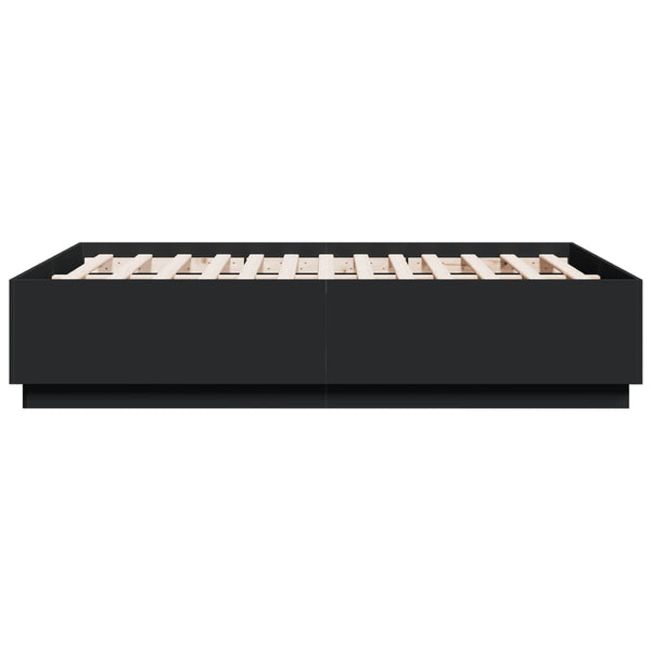 Schwarzes Bettgestell mit LED-Beleuchtung Tonio 135x190cm (Holz)