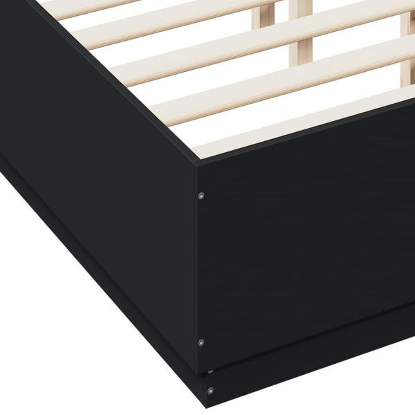 Schwarzes Bettgestell mit LED-Beleuchtung Tonio 135x190cm (Holz)