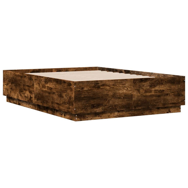 Räuchereichenbettrahmen Tonio 120x190cm (mit LED-Beleuchtung, Holz)