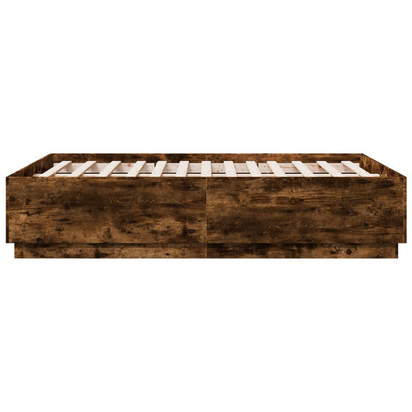 Räuchereichenbettrahmen Tonio 120x190cm (mit LED-Beleuchtung, Holz)
