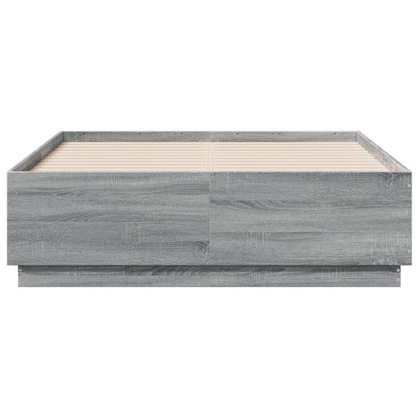Bettgestell Tonio 120x190cm grau (mit LED-Beleuchtung, Sonoma, Holz)