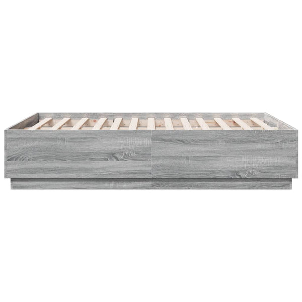 Bettgestell Tonio 120x190cm grau (mit LED-Beleuchtung, Sonoma, Holz)