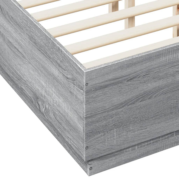 Bettgestell Tonio 120x190cm grau (mit LED-Beleuchtung, Sonoma, Holz)