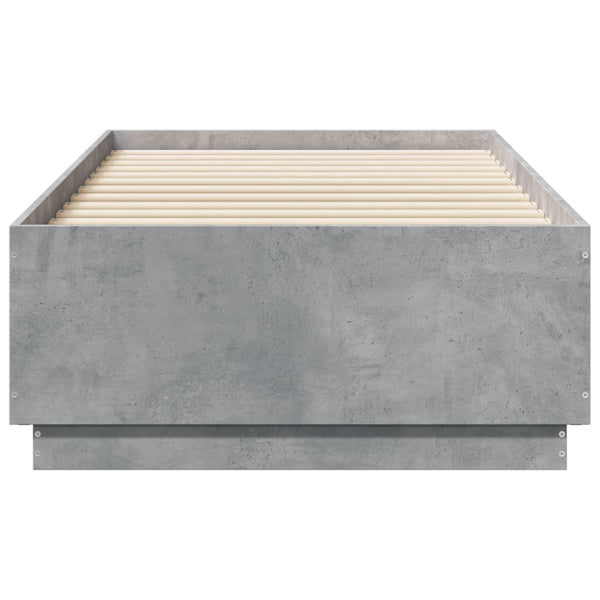 Betongraues Bettgestell mit LED-Beleuchtung Tonio 90x190cm (Holz)