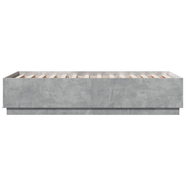 Betongraues Bettgestell mit LED-Beleuchtung Tonio 90x190cm (Holz)