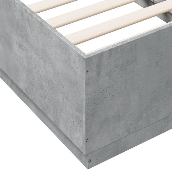 Betongraues Bettgestell mit LED-Beleuchtung Tonio 90x190cm (Holz)