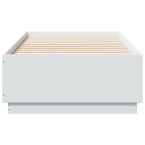 Weißes Bettgestell mit LED-Beleuchtung Tonio 75x190cm (Holz)