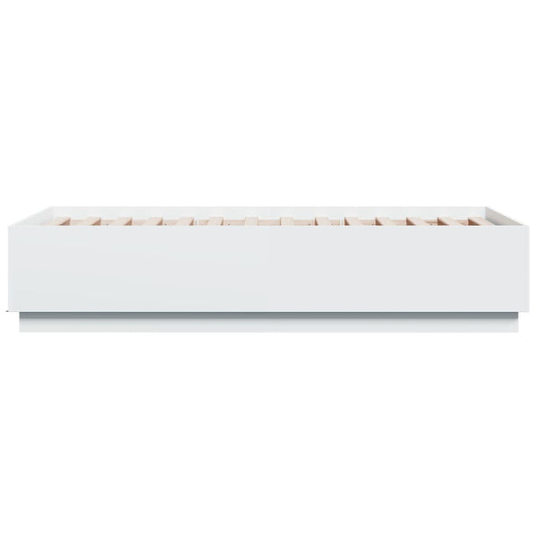 Weißes Bettgestell mit LED-Beleuchtung Tonio 75x190cm (Holz)