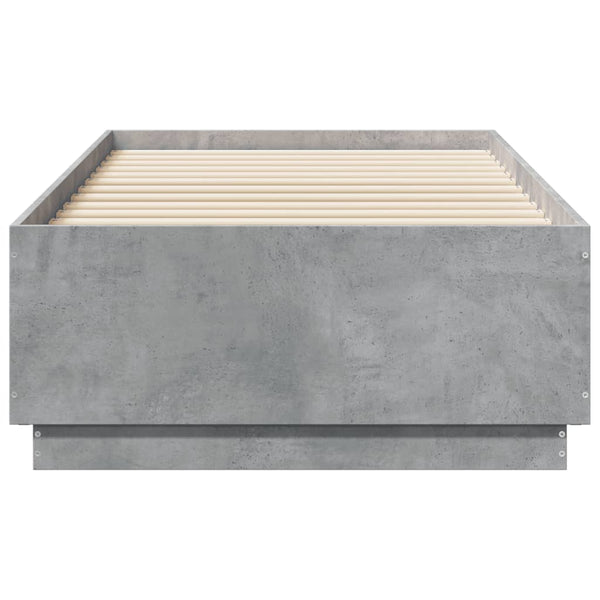 Betoninharmaa sängynrunko led-valoilla Tonio 75x190cm (puinen)
