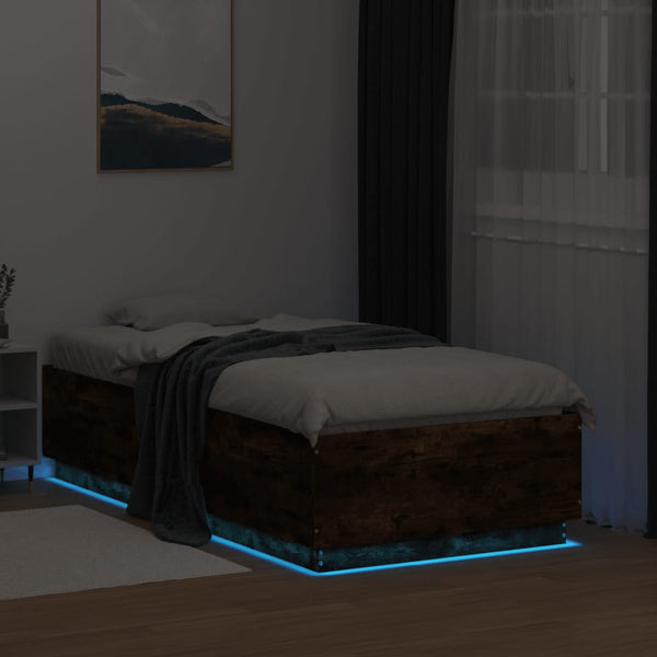 Savutammi sängynrunko Tonio 75x190cm (led-valoilla, puinen)