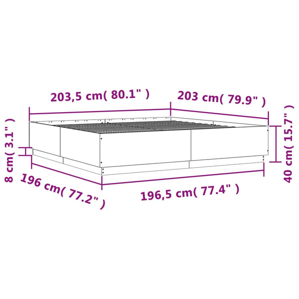 Harmaa sängynrunko Engerer 200x200cm (puinen)