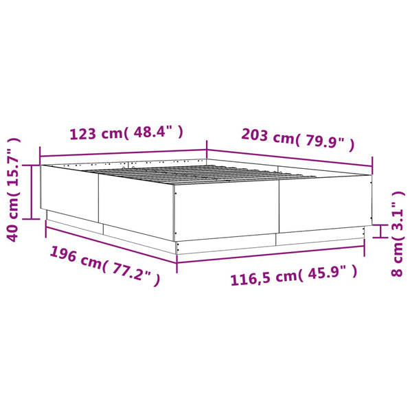 Betoninharmaa sängynrunko Engerer 120x200cm (puinen)