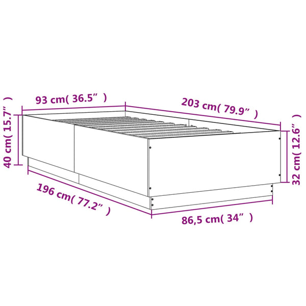 Bettgestell Engerer 90x200cm (Holz) in Weiß