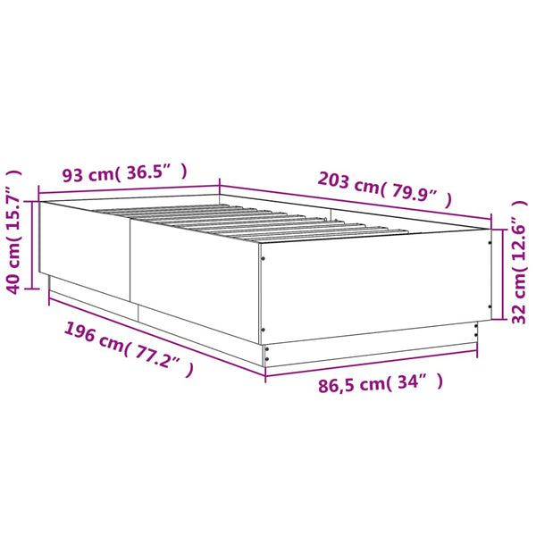 Bettgestell Engerer 90x200cm aus Räuchereiche (Holz)