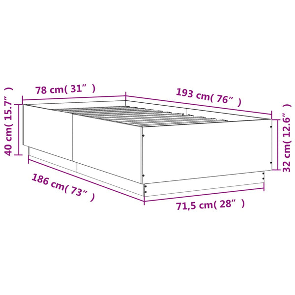 Bettrahmen Engerer 75x190cm grau (Holz)
