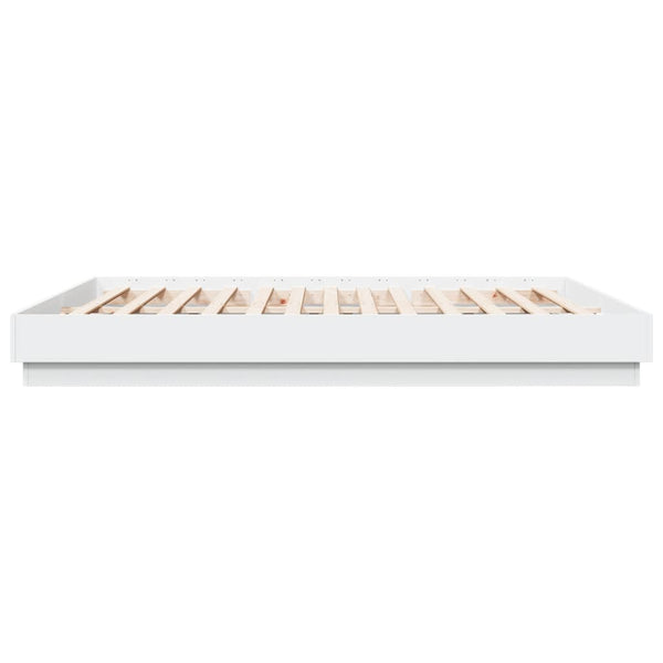 Weißes Bettgestell mit LED-Beleuchtung Kinj 200x200cm