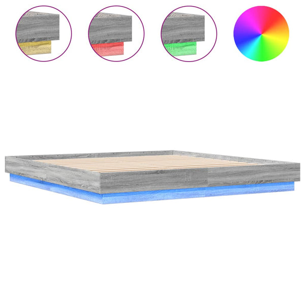 Graues Bettgestell mit LED-Beleuchtung Kinj 180x200cm