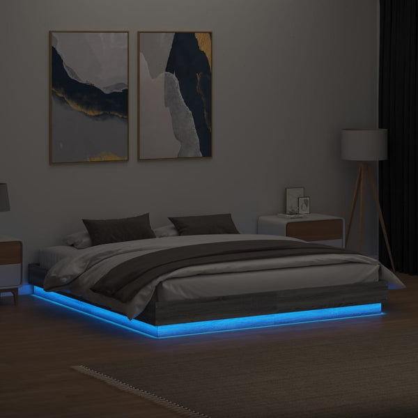 Graues Bettgestell mit LED-Beleuchtung Kinj 180x200cm