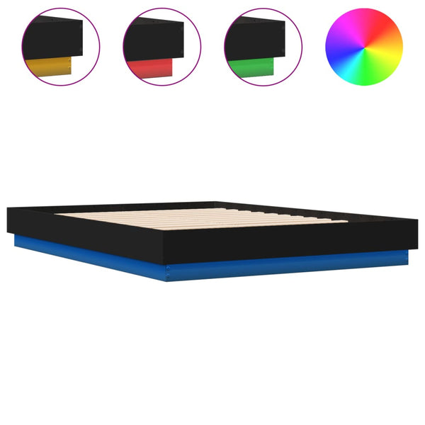 Schwarzes Bettgestell mit LED-Beleuchtung Kinj 150x200cm