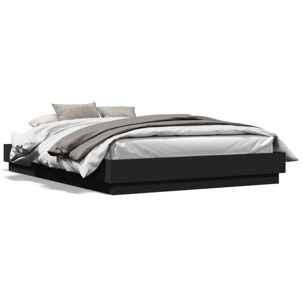 Schwarzes Bettgestell mit LED-Beleuchtung Kinj 150x200cm