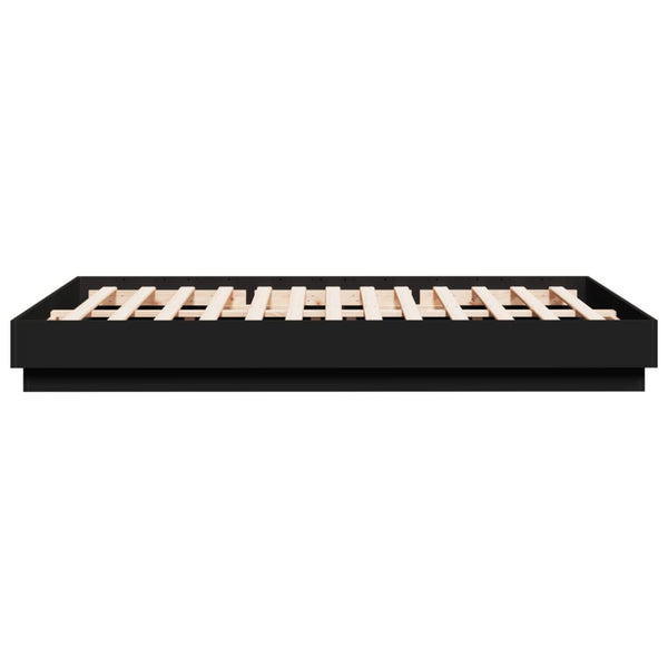 Schwarzes Bettgestell mit LED-Beleuchtung Kinj 150x200cm