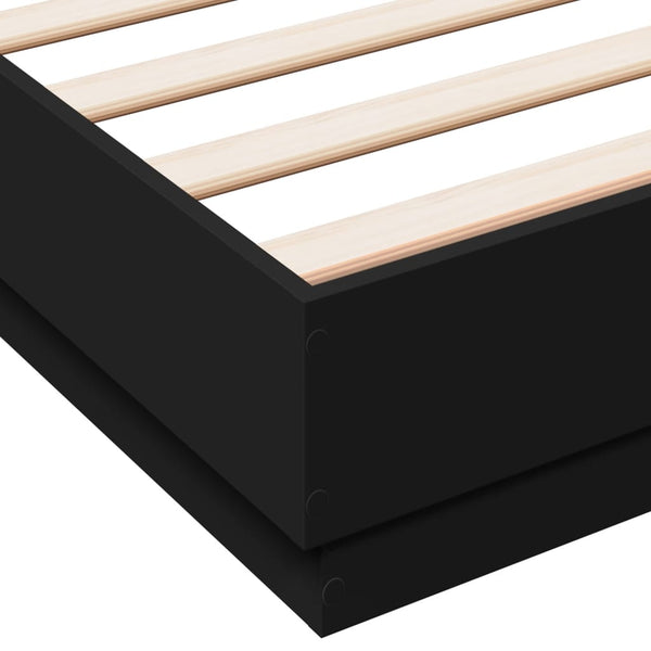 Schwarzes Bettgestell mit LED-Beleuchtung Kinj 150x200cm