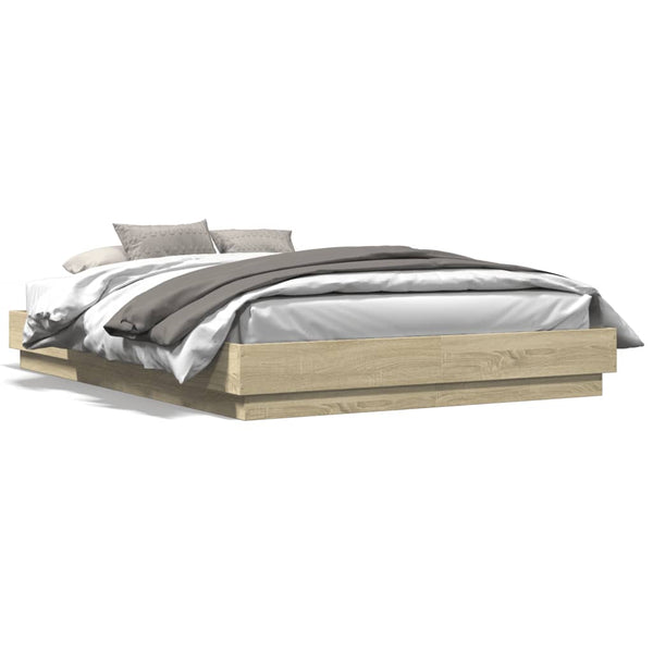 Bettgestell Sonoma-Eiche Kinj 150x200cm (mit LED-Beleuchtung)