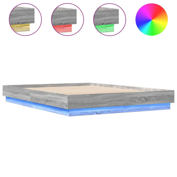 Graues Bettgestell Kinj 120x200cm (mit LED-Beleuchtung Sonoma)