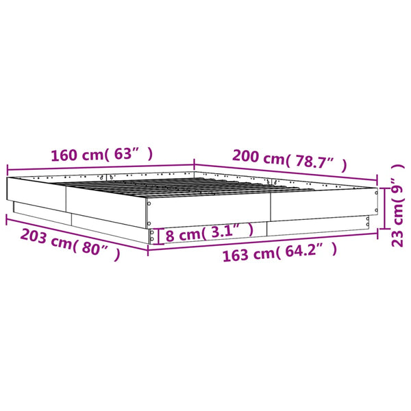 Graues Bettgestell Sz 160x200cm (Holz)