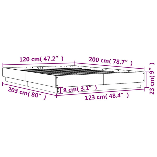 Betongraues Bettgestell Sz 120x200cm (Holz)