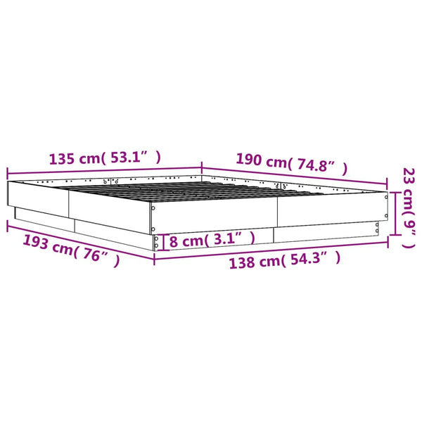 Graues Bettgestell Gr. 135x190cm (Holz)