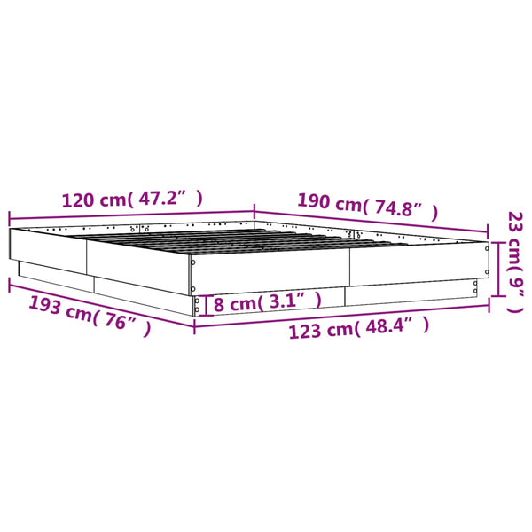 Räuchereichenbettrahmen Größe 120x190cm (Holz)