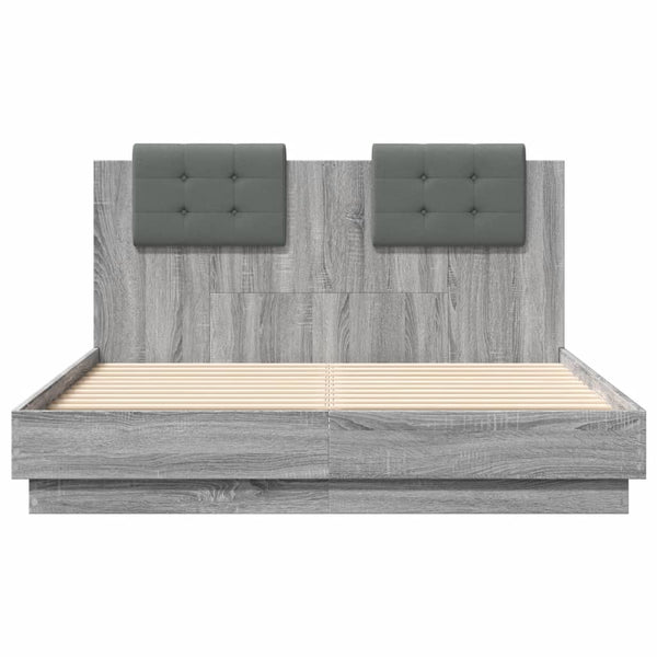 Graues Bettgestell mit Kopfteil Belghe 120x190cm (Holz)